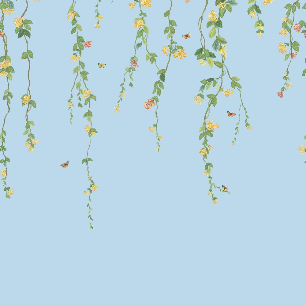 Hummingbirds Flora Wallpaper Panel 124/2011 by Cole & Son in Buttercup Yellow Cornflower Blue